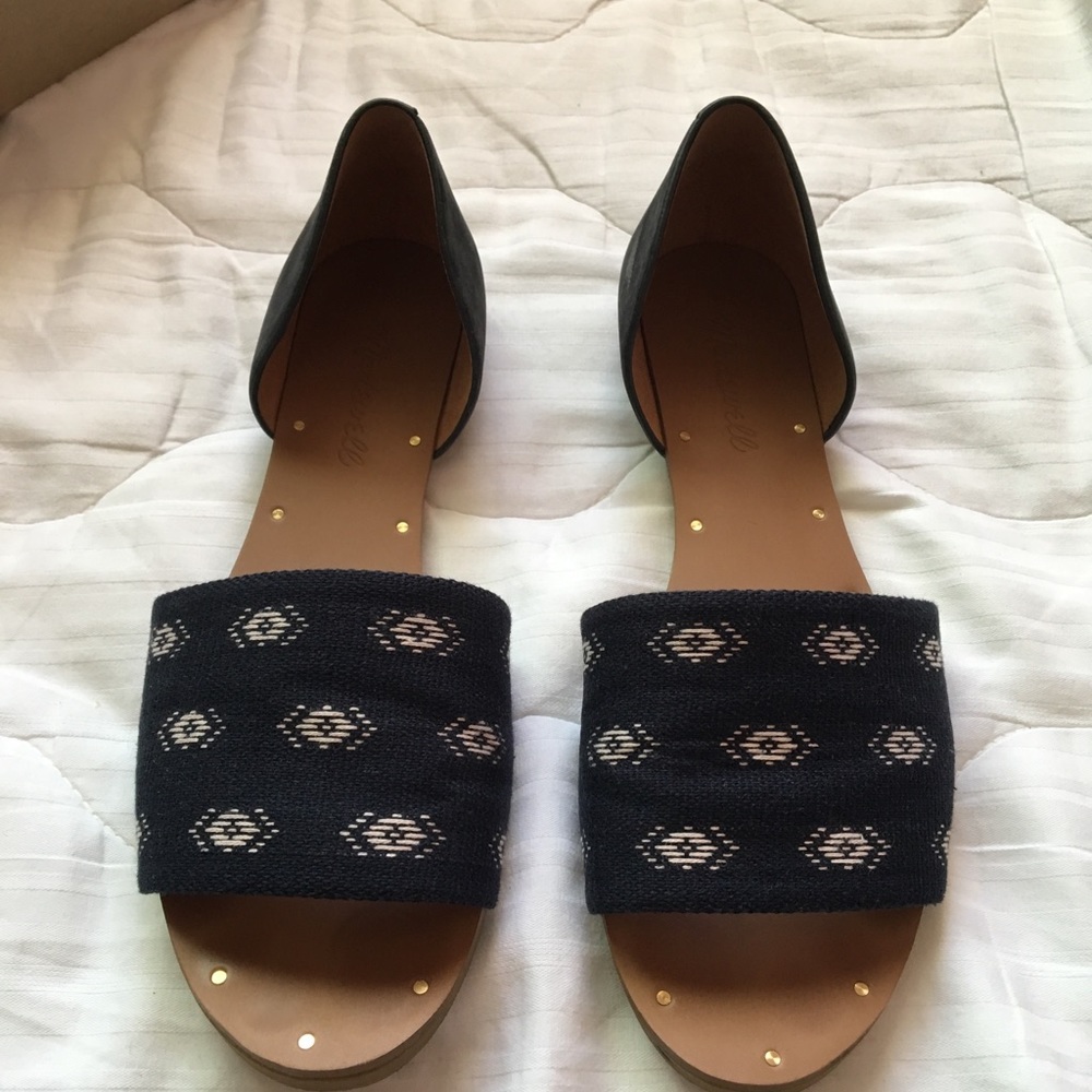 Euc Madewell Printed Fabric & Suede Thea Sandal